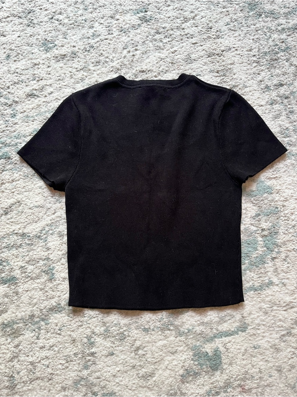Zara Black Ribbed Crewneck Knit Tee - Picture 3 of 3